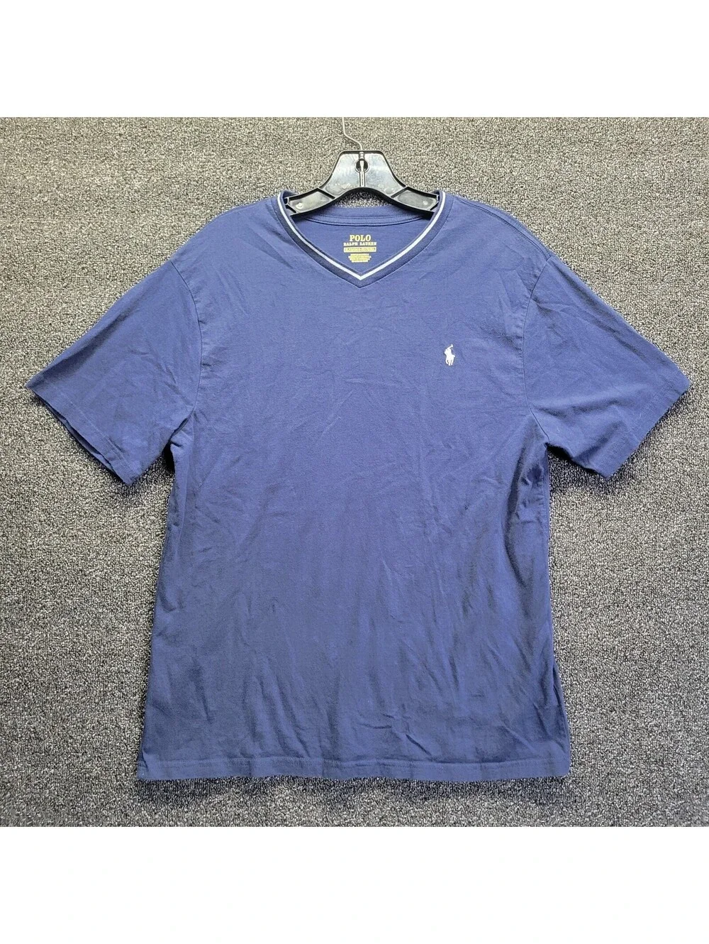 Polo Ralph Lauren Boy's XL T-Shirt V Neck White Pony Navy Blue